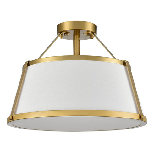 Drum Ceiling Light Semi Flush Mount Gold Finish Dimmable LED Light